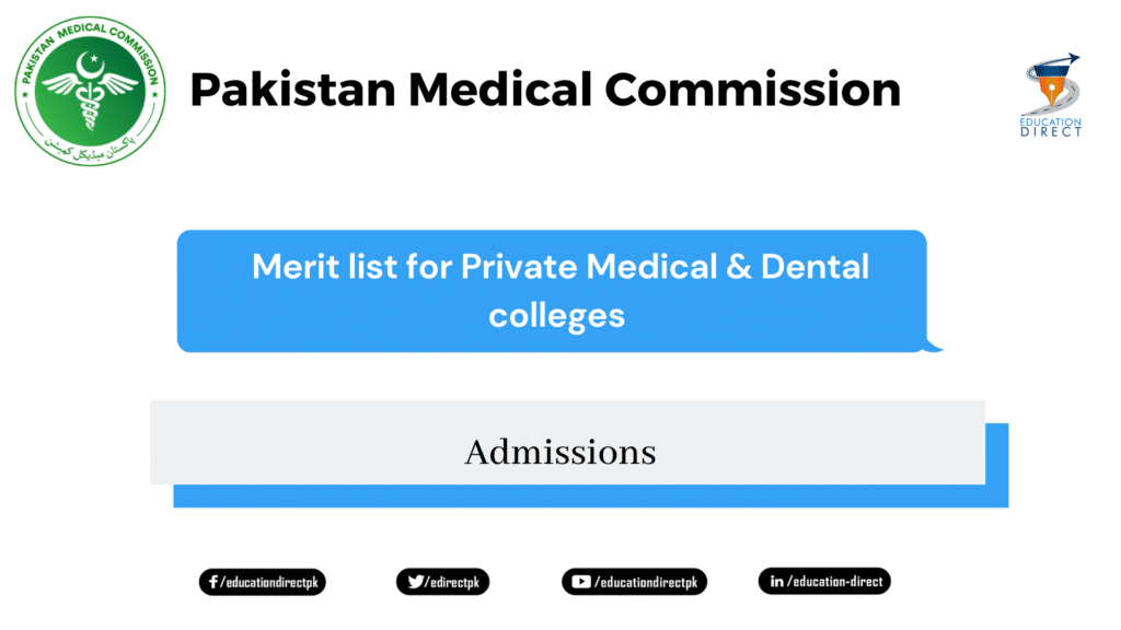 Merit list for Private Medical & Dental colleges