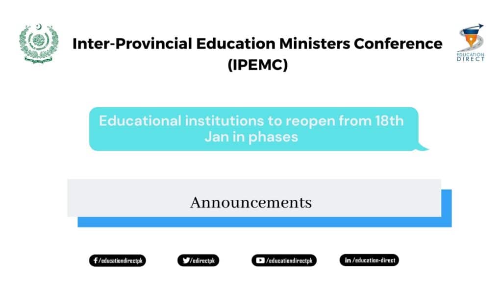 Educational institutions to reopen from 18th Jan in phases